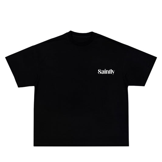 Saintly God Creates Black Tee - Oversized Fit