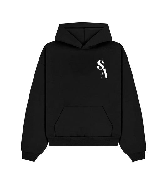 Saintly Rose Black Hoodie - Oversized Fit